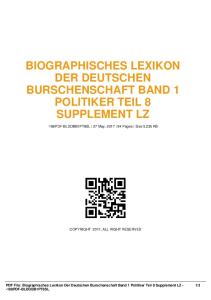 biographisches lexikon der deutschen burschenschaft band 1