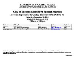 City of Socorro District #1 Special Election