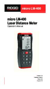 micro LM-400 LaserDistMeterCover.qxd:Layout 1 - Ridgid Tools